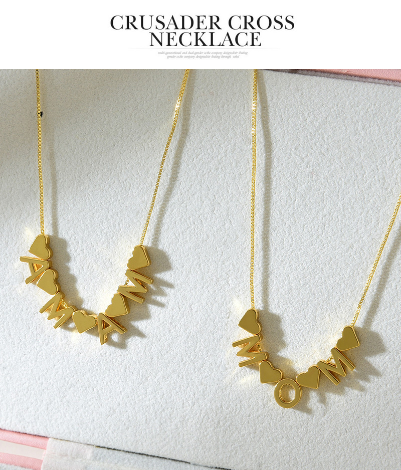 Fashion Golden 1 Copper Love Letter Mom Pendant Necklace,Necklaces