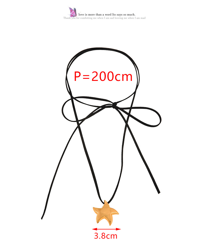 Fashion Gold Copper Five-pointed Star Pendant Pu Tether Necklace,Necklaces