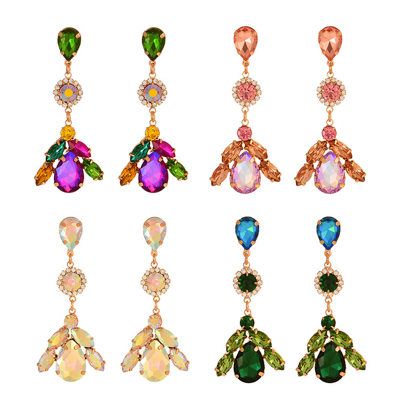 Fashion Ab Color Alloy Diamond Drop Earrings,Drop Earrings