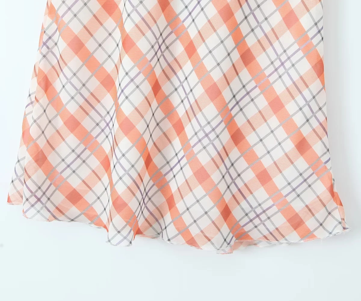 Fashion Orange Polyester Plaid Skirt,Skirts
