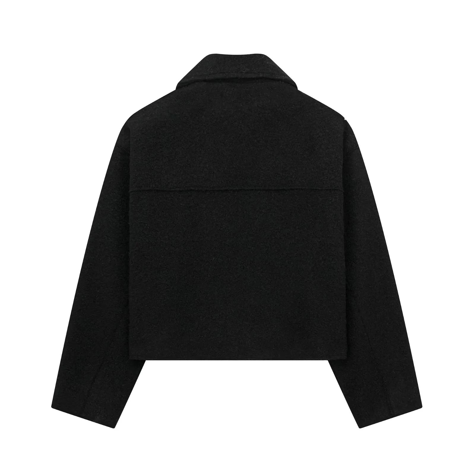 Fashion Black Lapel Zipped Jacket,Coat-Jacket