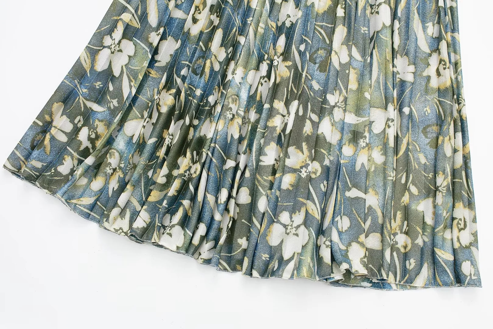 Fashion Color Blend Printed Pleated Skirt,Skirts