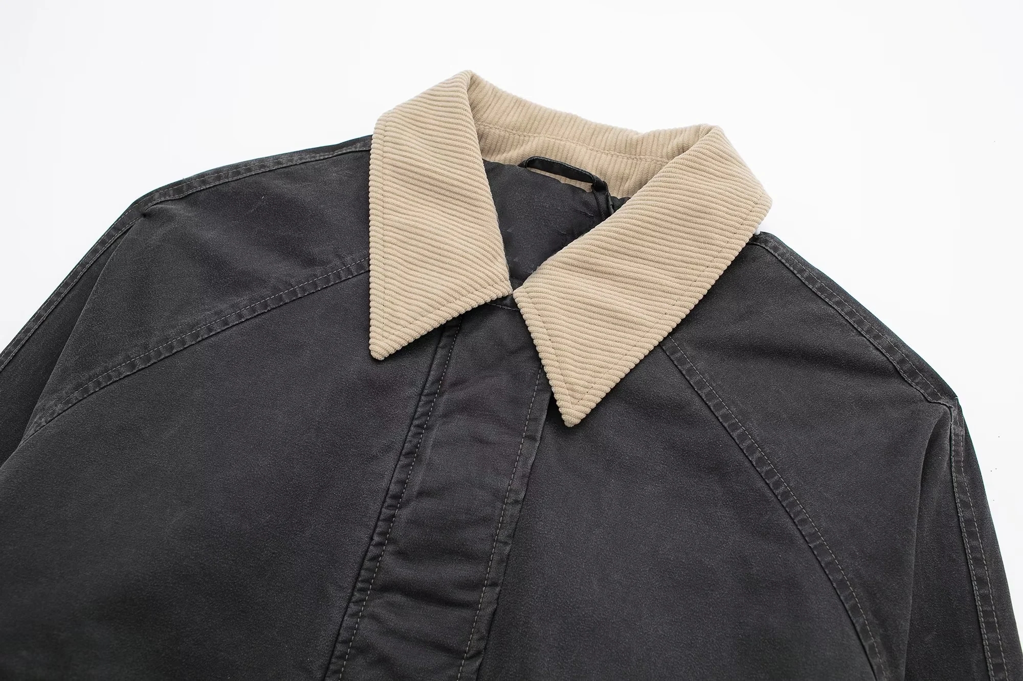Fashion Black Blend Contrasting Lapel Buttoned Jacket,Coat-Jacket