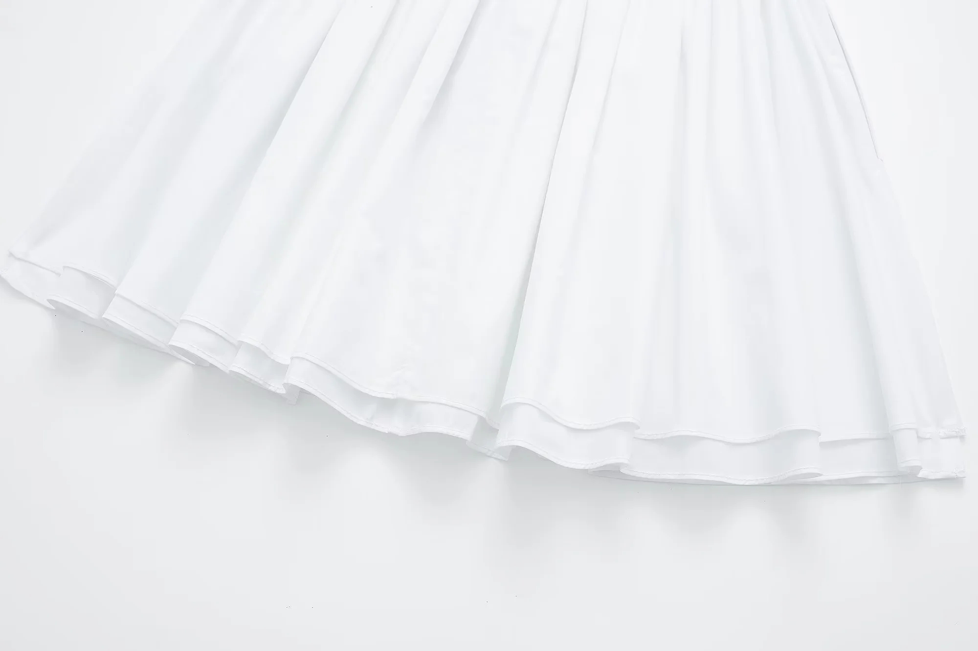 Fashion White Blend Tiered Pleated Skirt,Skirts