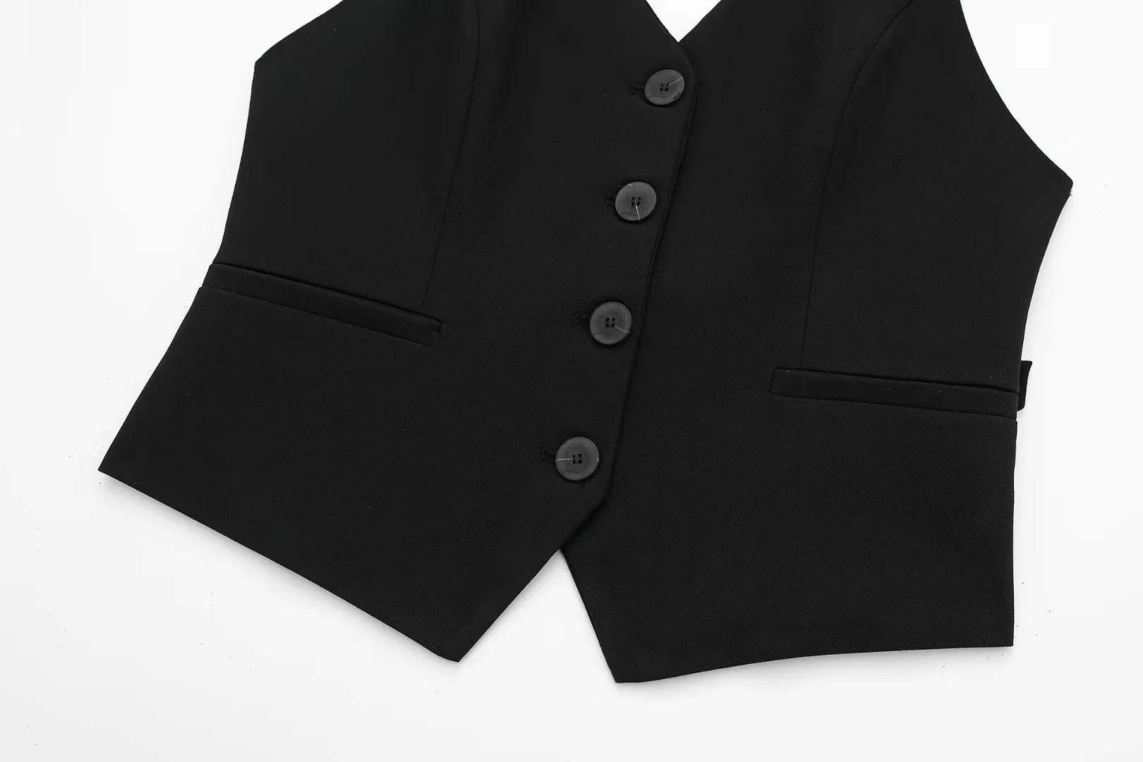 Fashion Black Blended Hollow Halter-breasted Vest,Coat-Jacket