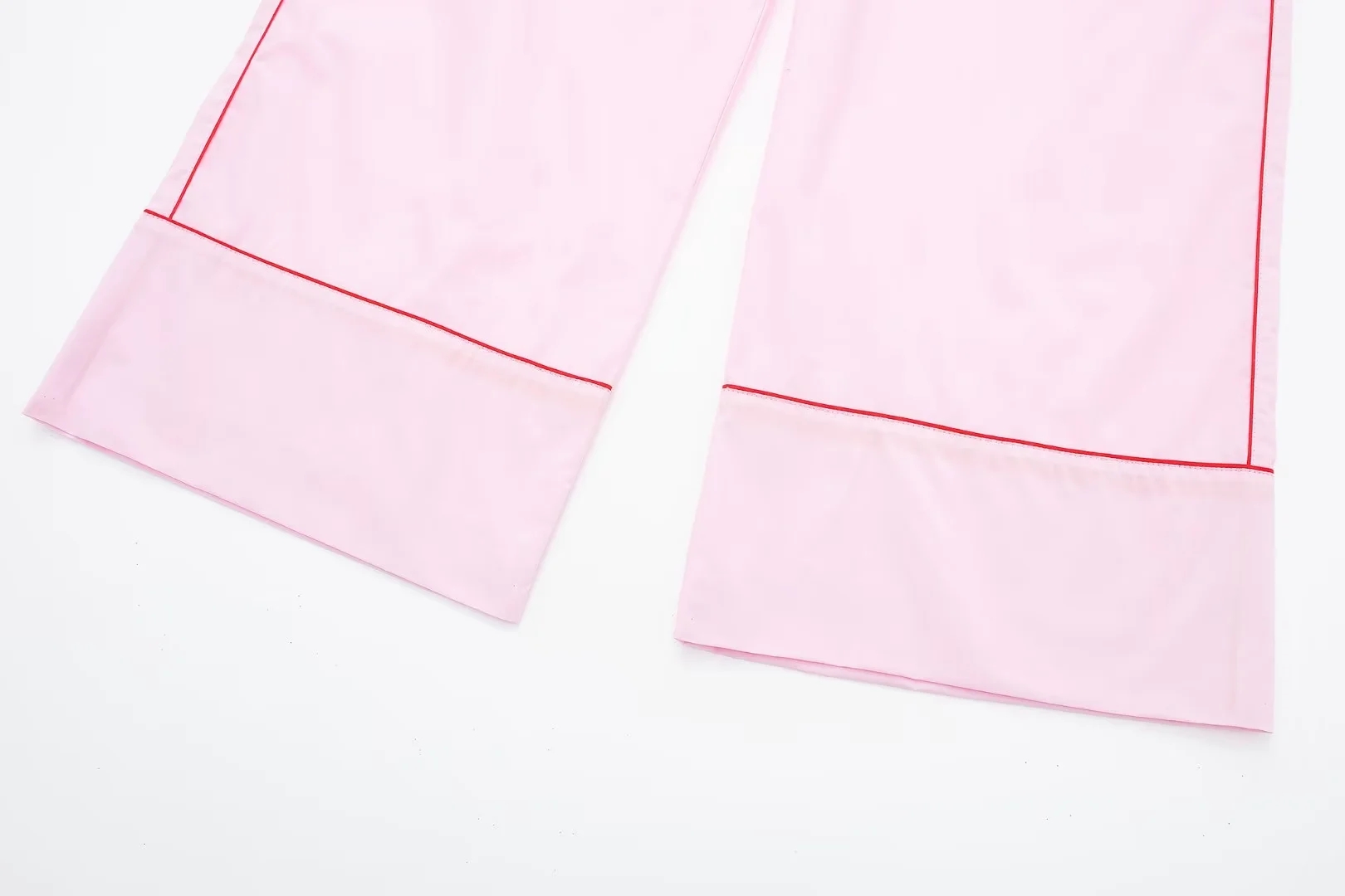 Fashion Pink Blended Straight-leg Trousers,Pants