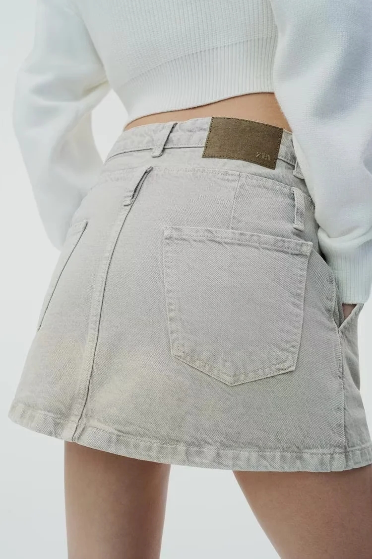 Fashion Off-white Denim Low Waist Double Layer Skirt,Denim