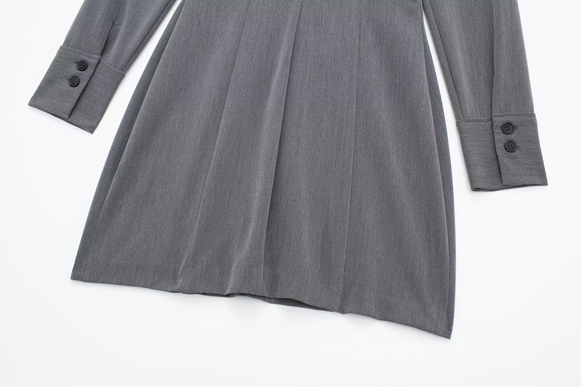 Fashion Dark Gray Blended Lapel Skirt,Mini & Short Dresses