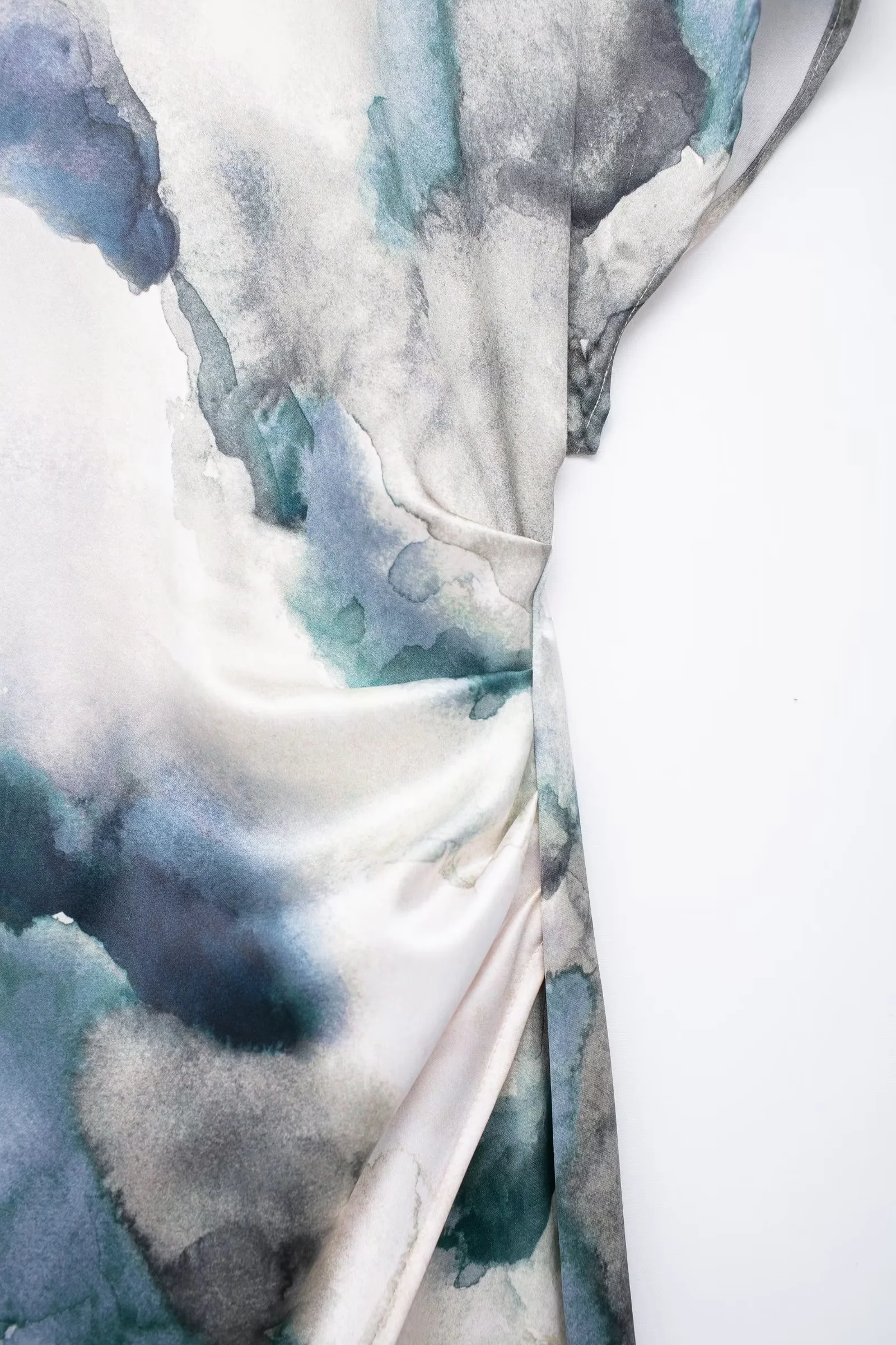 Fashion Print Color Silk Satin Printed Long Skirt,Long Dress