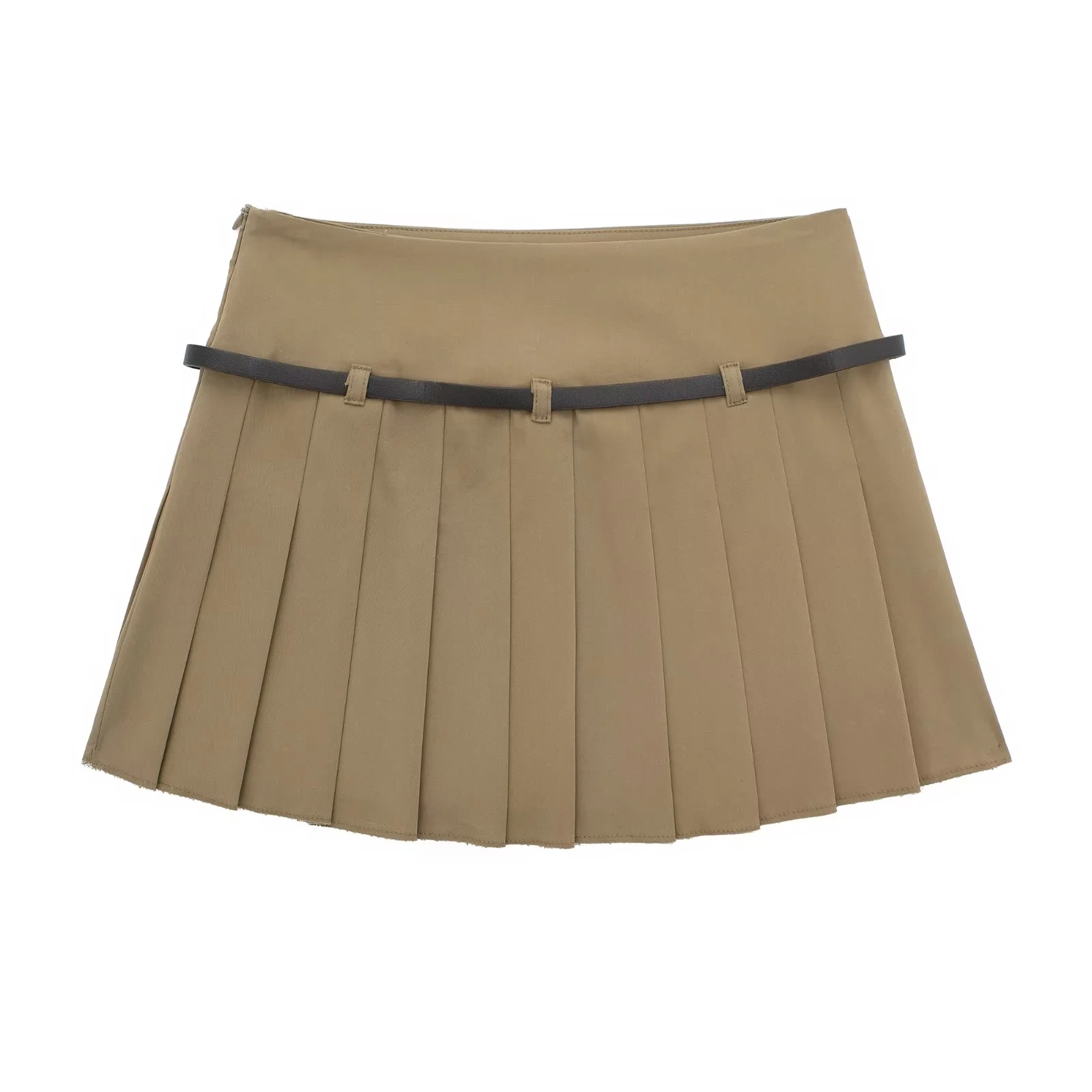 Fashion Khaki Blended Wide Pleated Skirt,Skirts