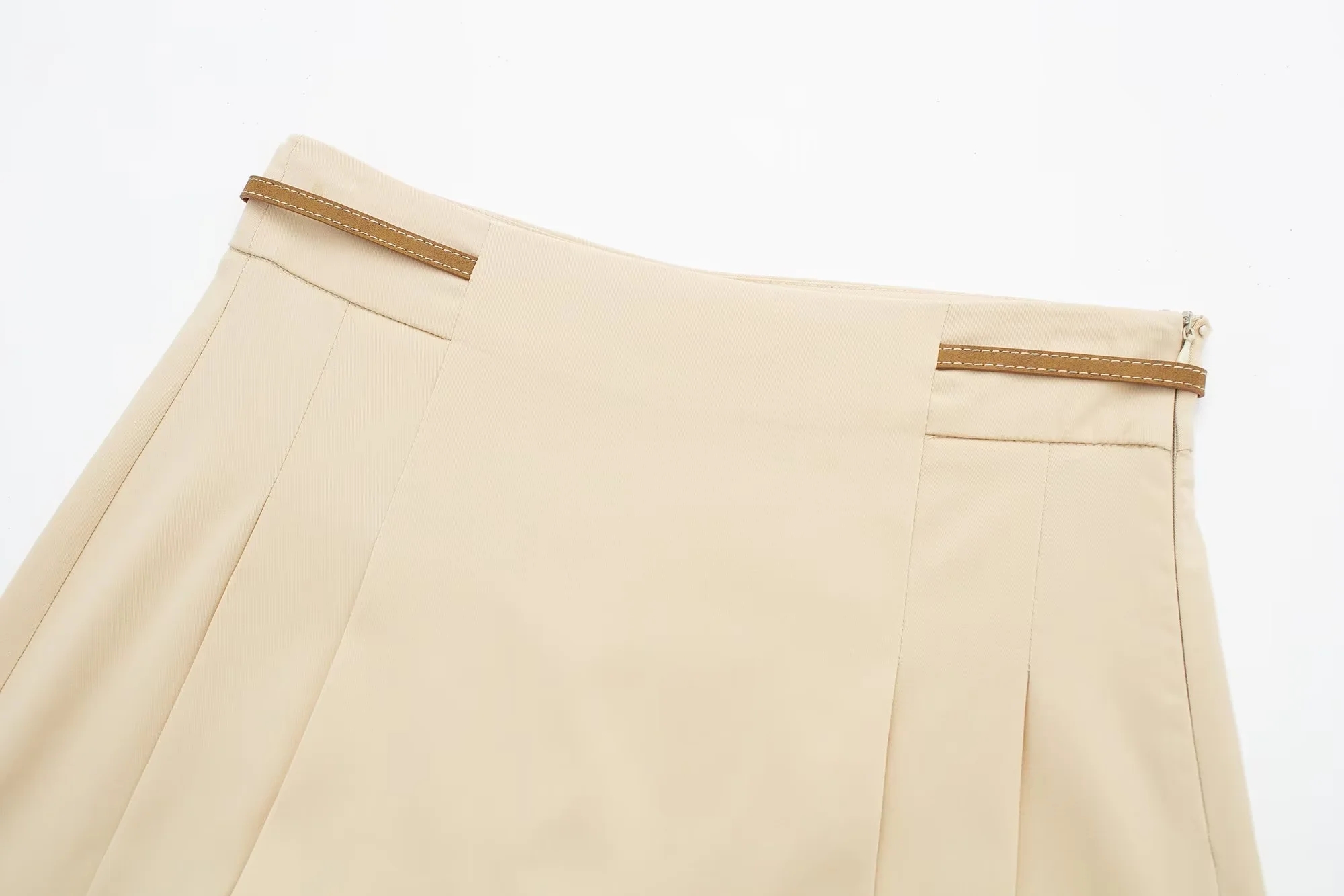 Fashion Cream Color Blended Wide Pleated Culottes,Shorts