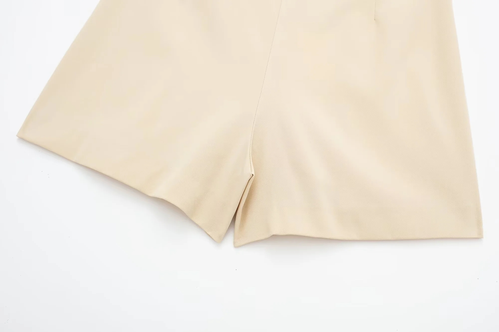Fashion Cream Color Blended Wide Pleated Culottes,Shorts