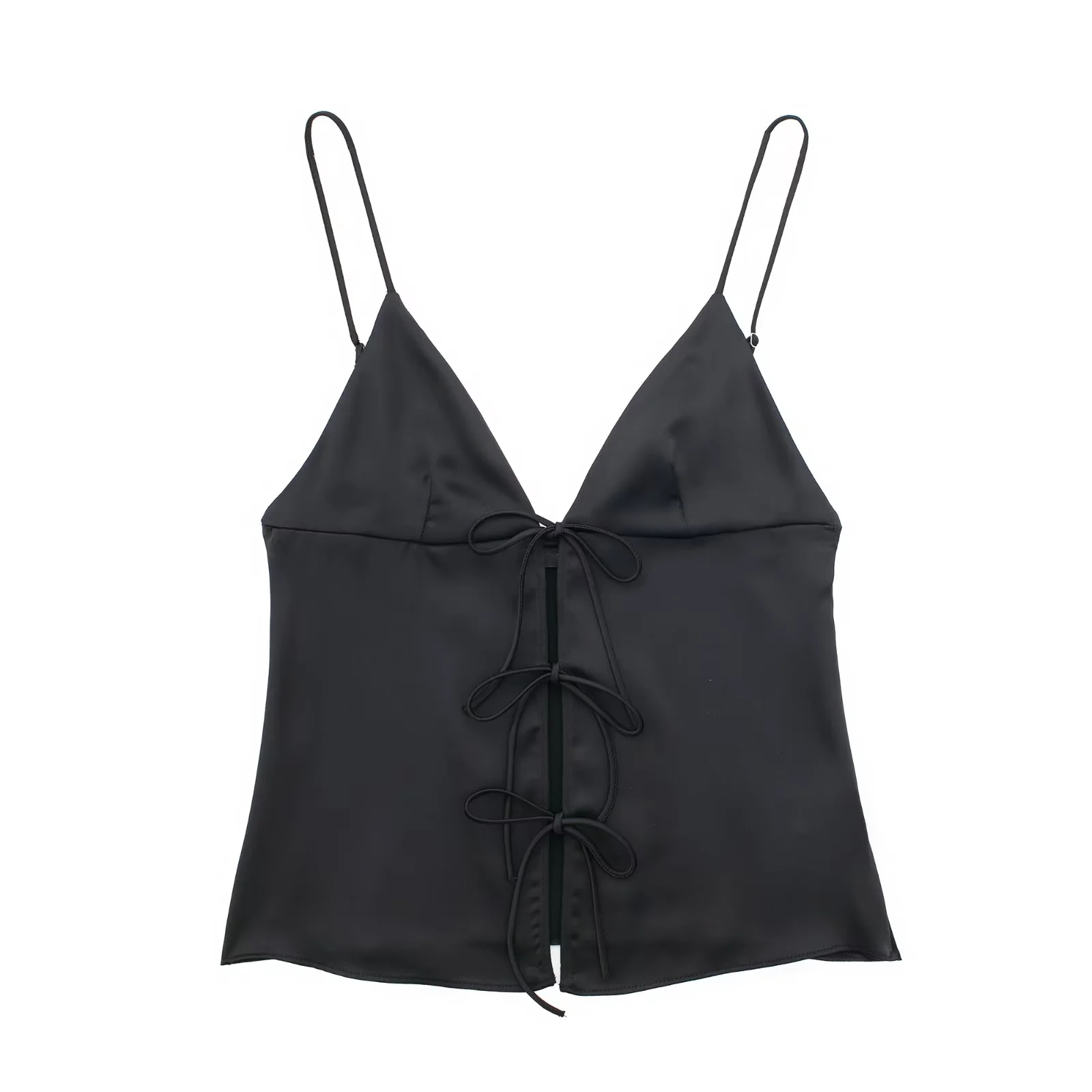 Fashion Black Blended Strappy Halter Top,T-shirts