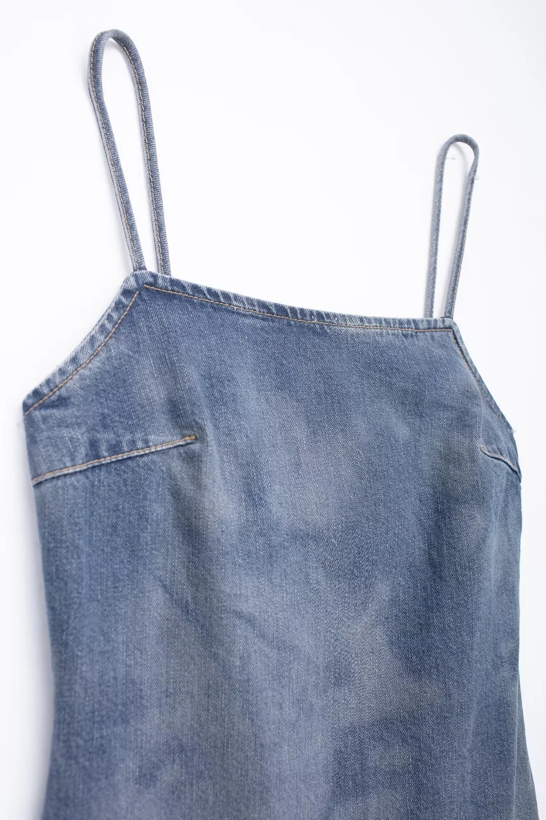 Fashion Blue Lace Spliced Denim Suspender Long Skirt,Denim