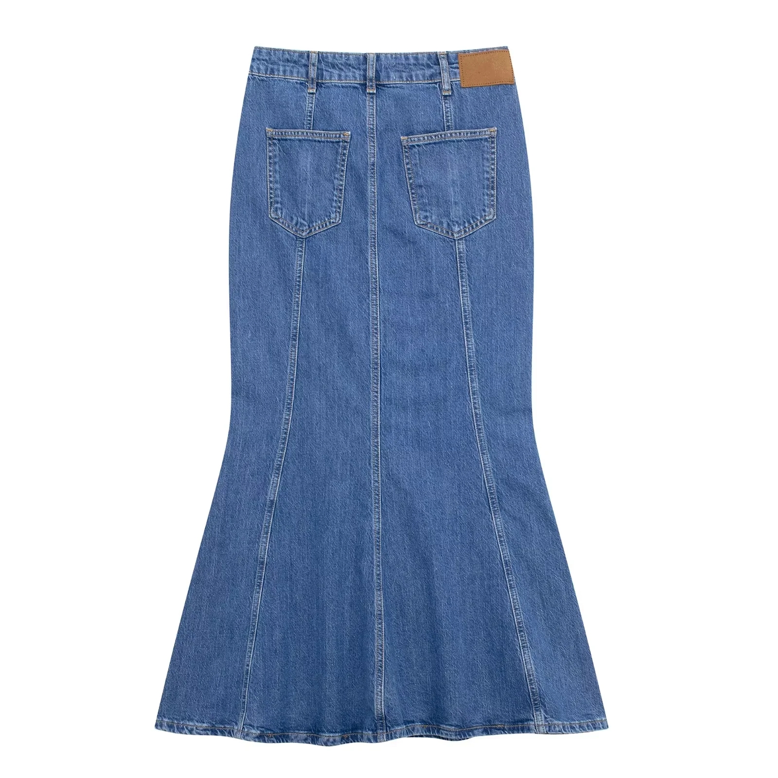 Fashion Blue Denim Fishtail Skirt,Denim
