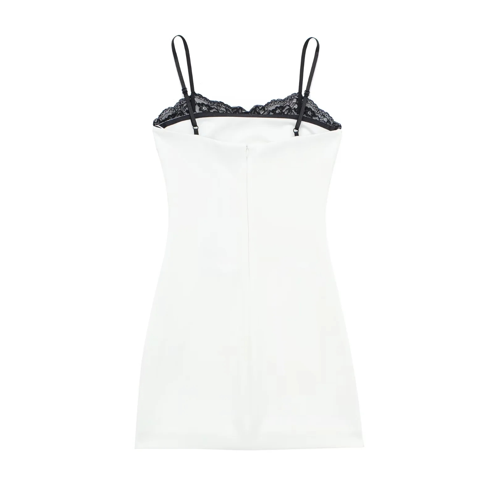 Fashion White Blended Lace Patchwork Suspender Skirt,Mini & Short Dresses