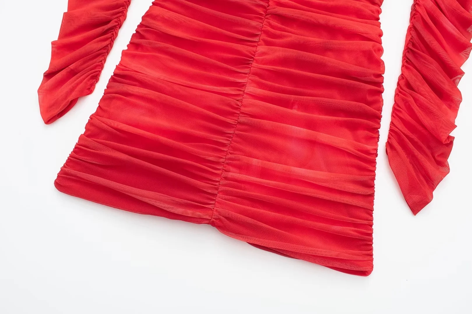 Fashion Red Tulle Pleated Skirt,Mini & Short Dresses