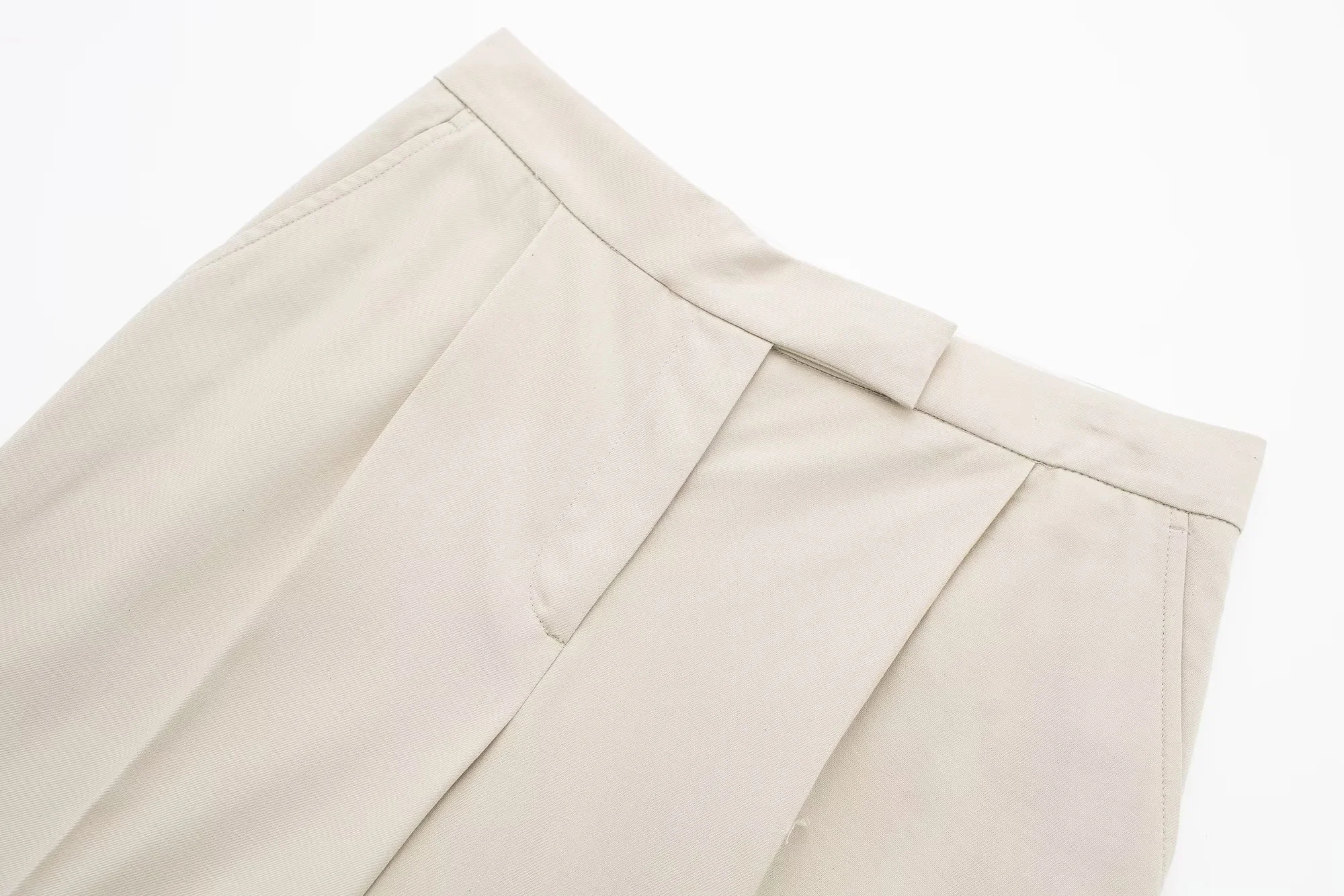 Fashion Off White Blended High-waisted Wide-leg Trousers,Pants