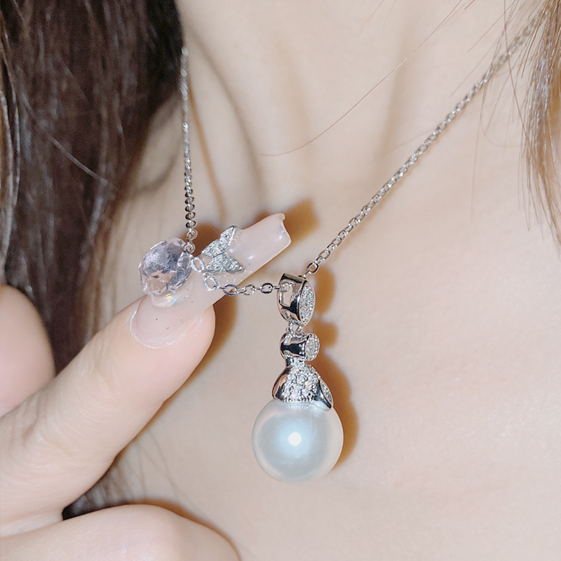 Fashion 3# Copper Diamond Pearl Necklace,Necklaces