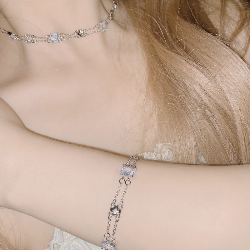 Fashion Bracelet 0073?white Diamond Oval? Gold-plated Copper Bracelet With Oval Diamonds,Bracelets