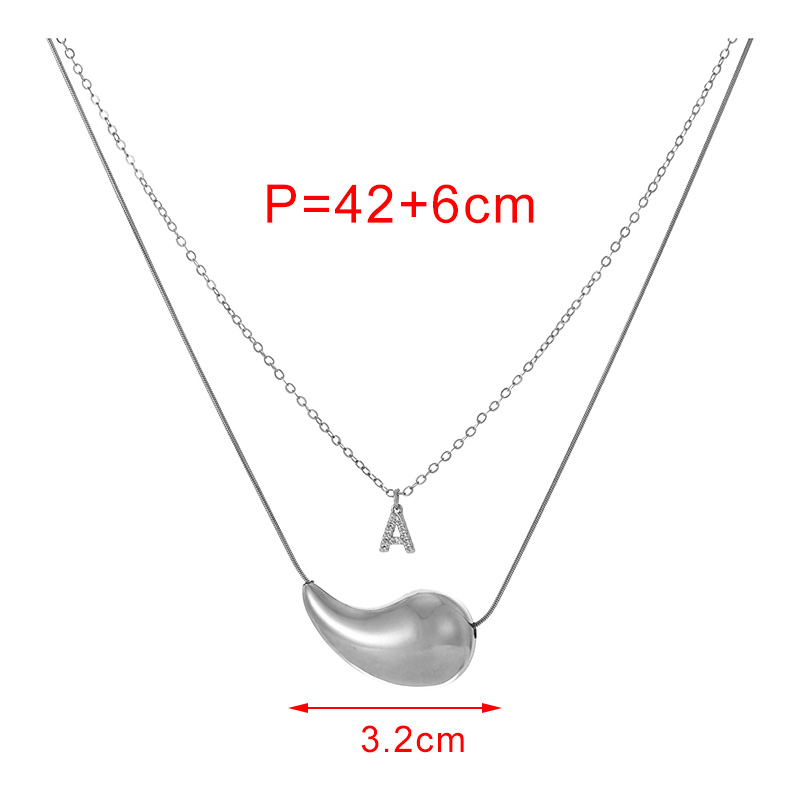 Fashion Z Copper Inlaid Zirconium 26 Letters Double Layer Drop Necklace,Necklaces