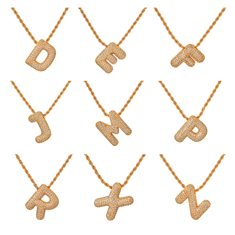 Fashion Z Copper Inlaid Zirconium 26 Letter Twist Necklace,Necklaces