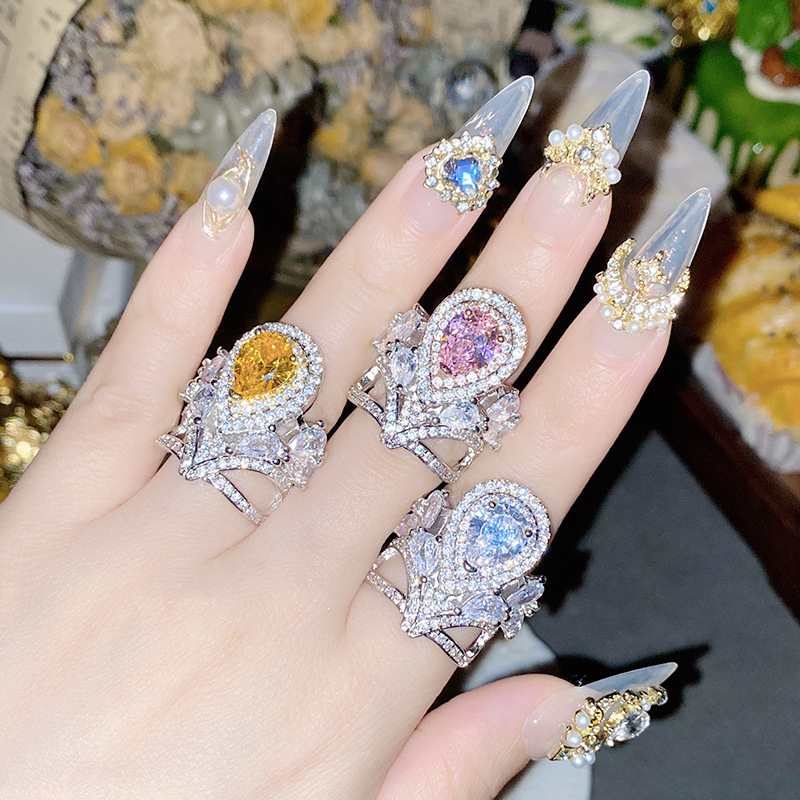Fashion White Diamond Silver And Diamond Geometric Ring,Rings