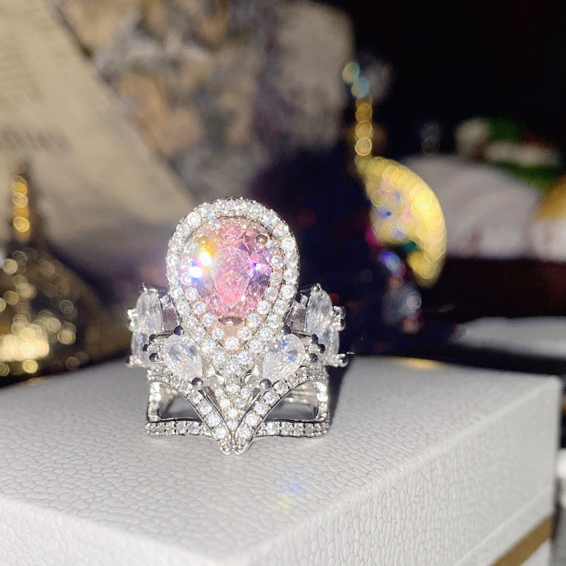 Fashion White Diamond Silver And Diamond Geometric Ring,Rings