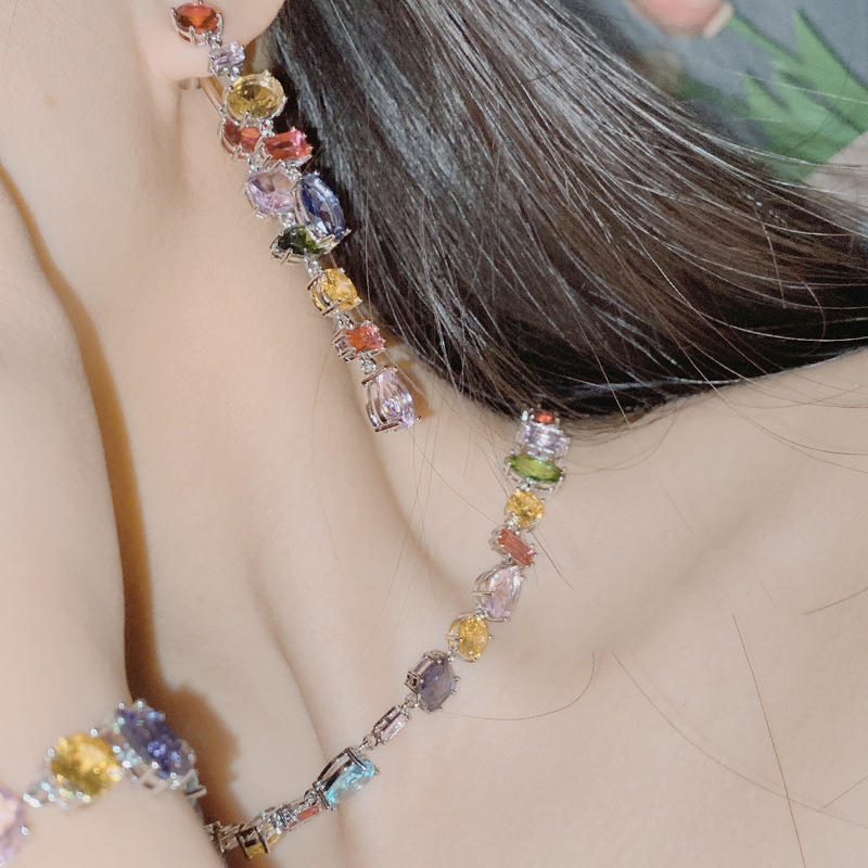 Fashion Necklace Copper Diamond Square Drop-shaped Necklace,Necklaces