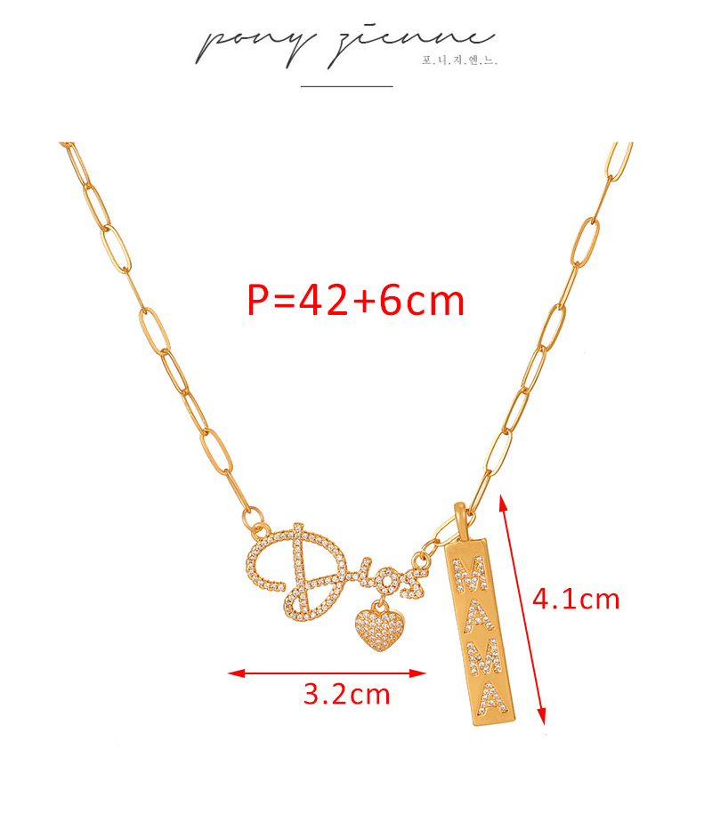 Fashion Gold Copper Inlaid Zirconium Letters Mama Love Pendant Necklace,Necklaces