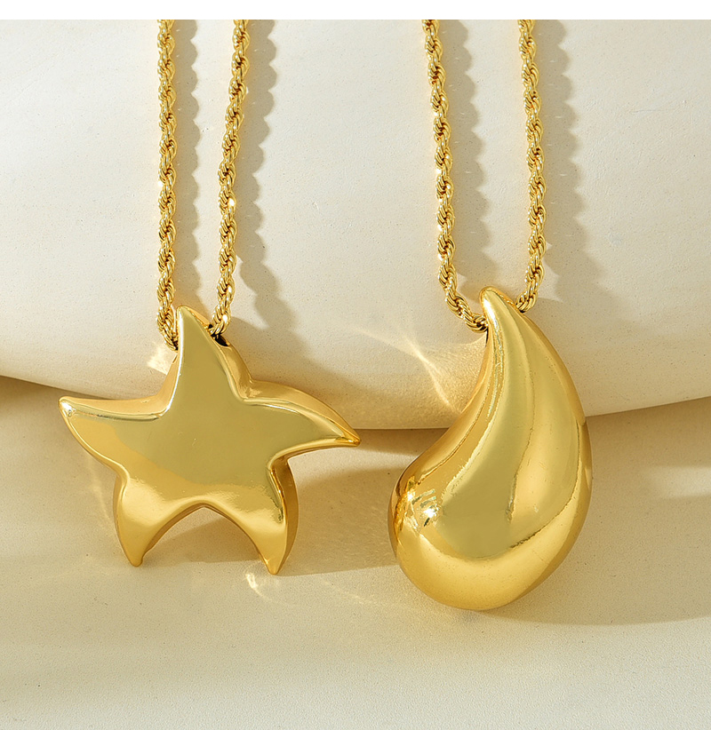 Fashion Golden 2 Copper Five-pointed Star Pendant Twist Necklace,Necklaces