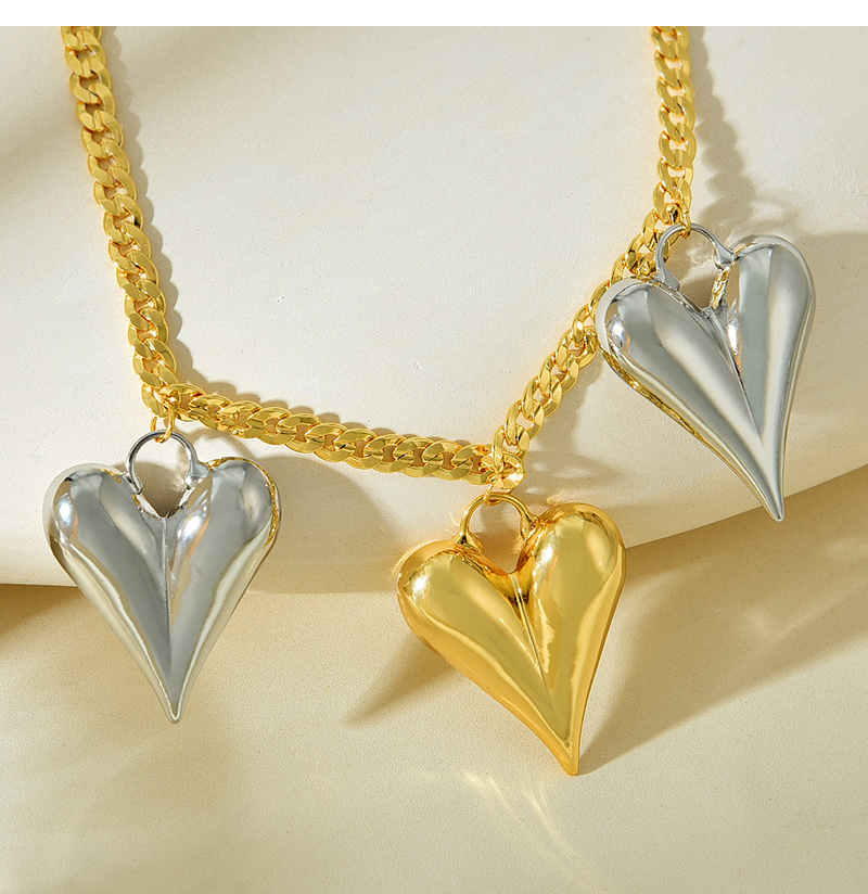 Fashion Gold Copper Love Color Block Pendant Thick Chain Necklace,Necklaces