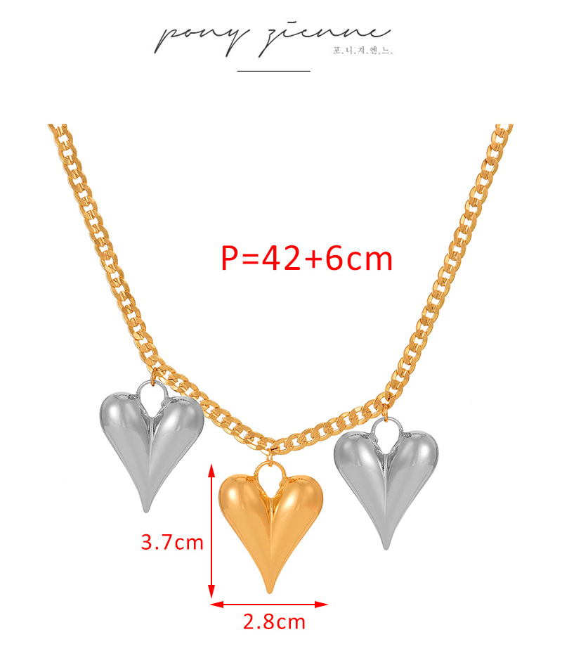 Fashion Gold Copper Love Color Block Pendant Thick Chain Necklace,Necklaces