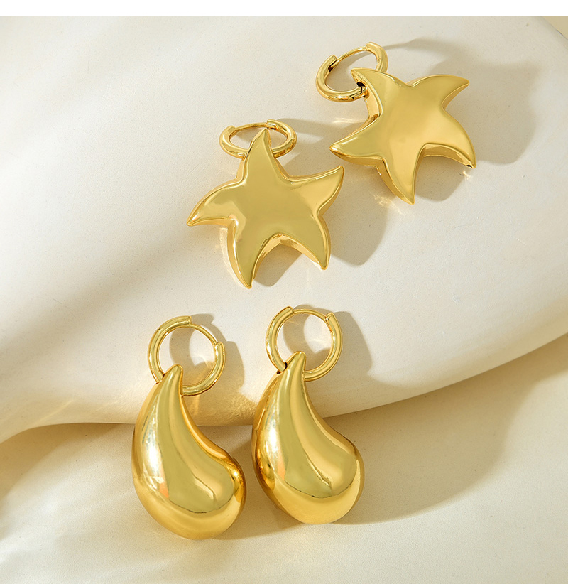 Fashion Golden 2 Copper Five-pointed Star Pendant Earrings,Earrings