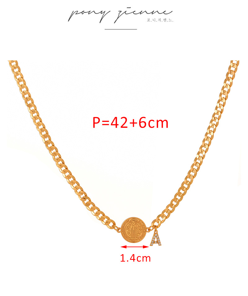 Fashion Z Copper Inlaid Zirconium Round Figure 26 Letter Necklace,Necklaces