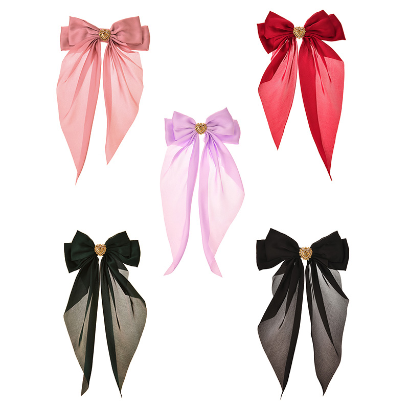 Fashion Leather Pink Alloy Love Long Bow Hair Clip,Hairpins