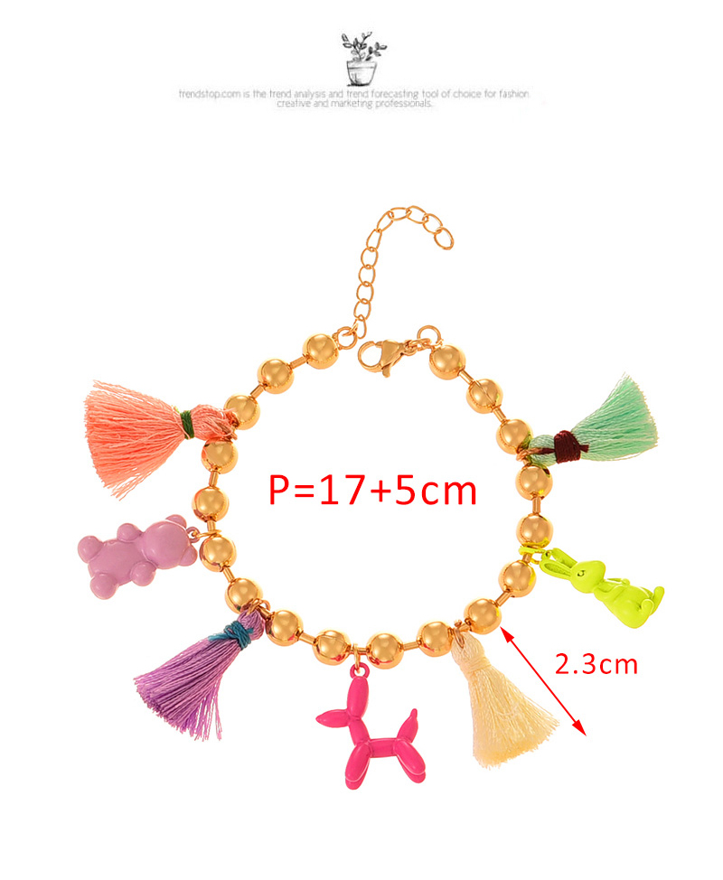 Fashion Golden 1 Bear Balloon Dog Tassel Pendant Copper Bead Bracelet (6mm),Bracelets