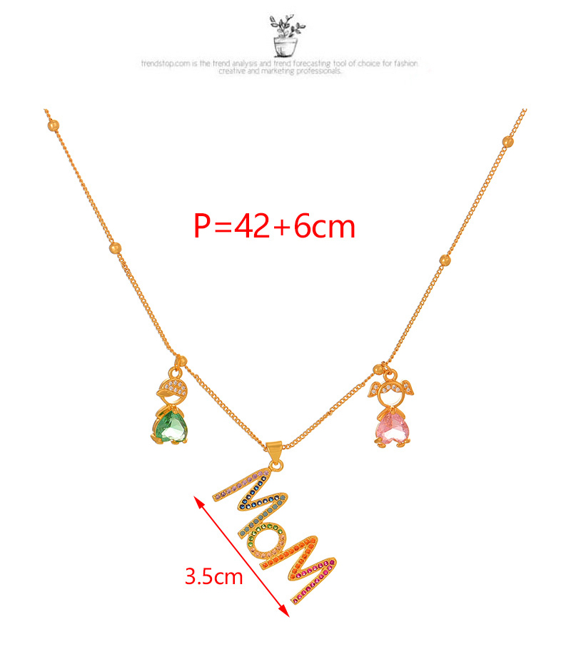 Fashion Gold Copper Inlaid Zircon Letter Mom Boys And Girls Pendant Necklace,Necklaces