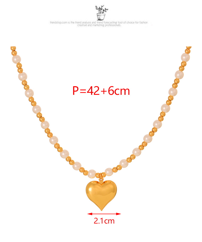Fashion Golden 1 Copper Love Pendant Pearl Beads Necklace,Necklaces