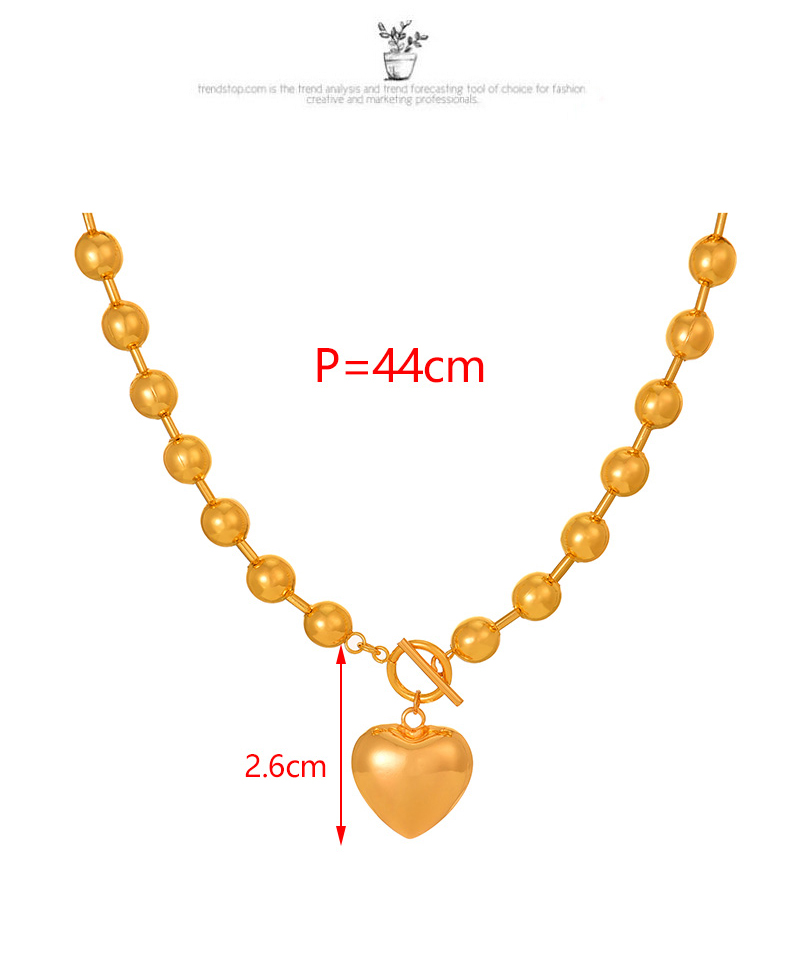 Fashion Gold Copper Love Heart Ot Buckle Pendant Bead Necklace (6mm),Necklaces