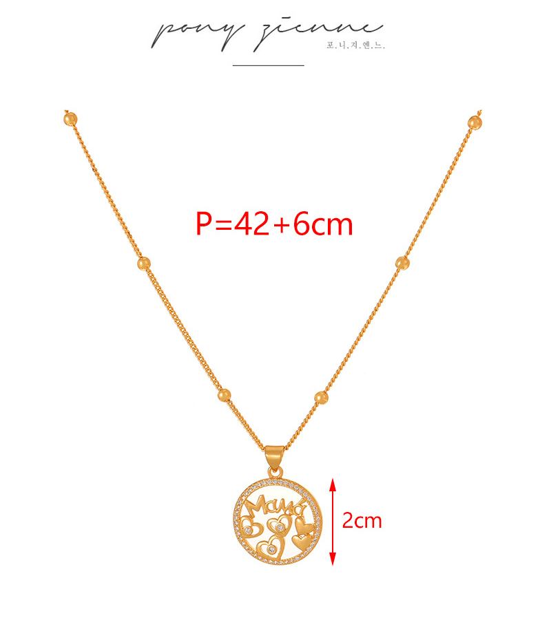 Fashion Golden 1 Copper Inlaid Zircon Letter Mother Love Pendant Necklace,Necklaces