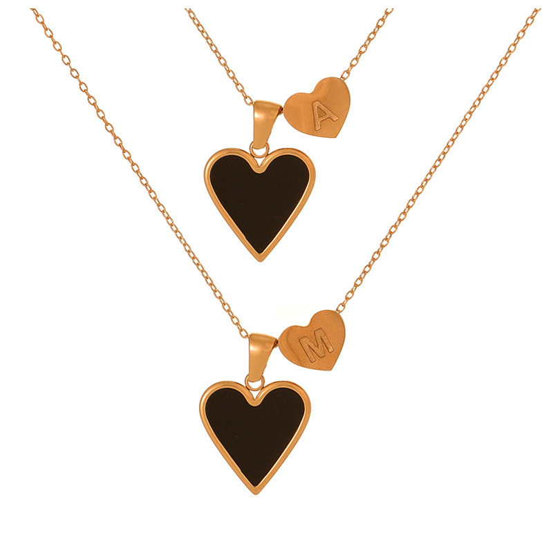 Fashion Golden 2 Titanium Steel Dripping Oil Love Letter M Pendant Necklace,Necklaces