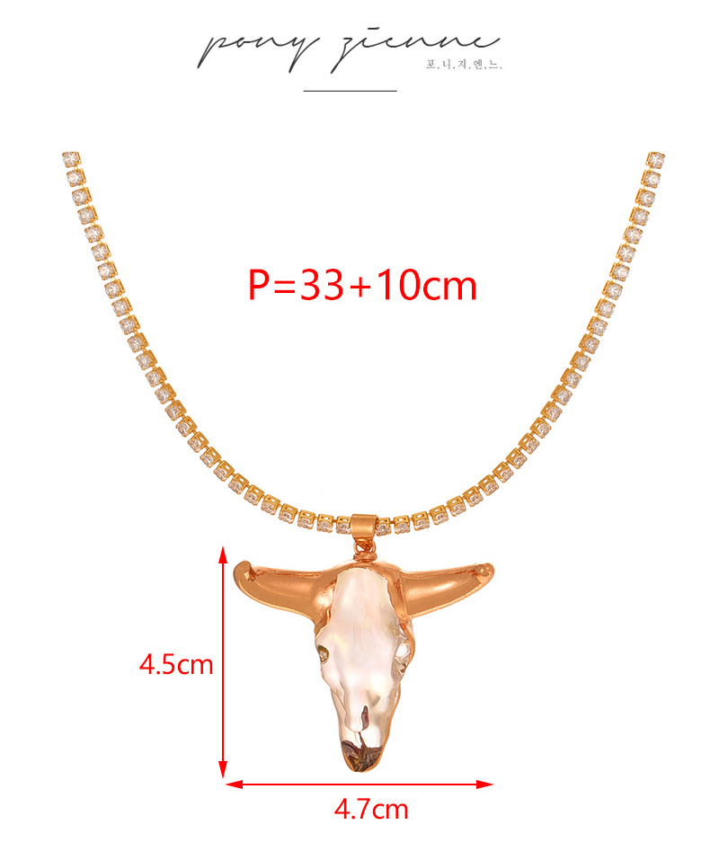 Fashion Golden 2 Copper Pearl Thick Chain Necklace,Necklaces