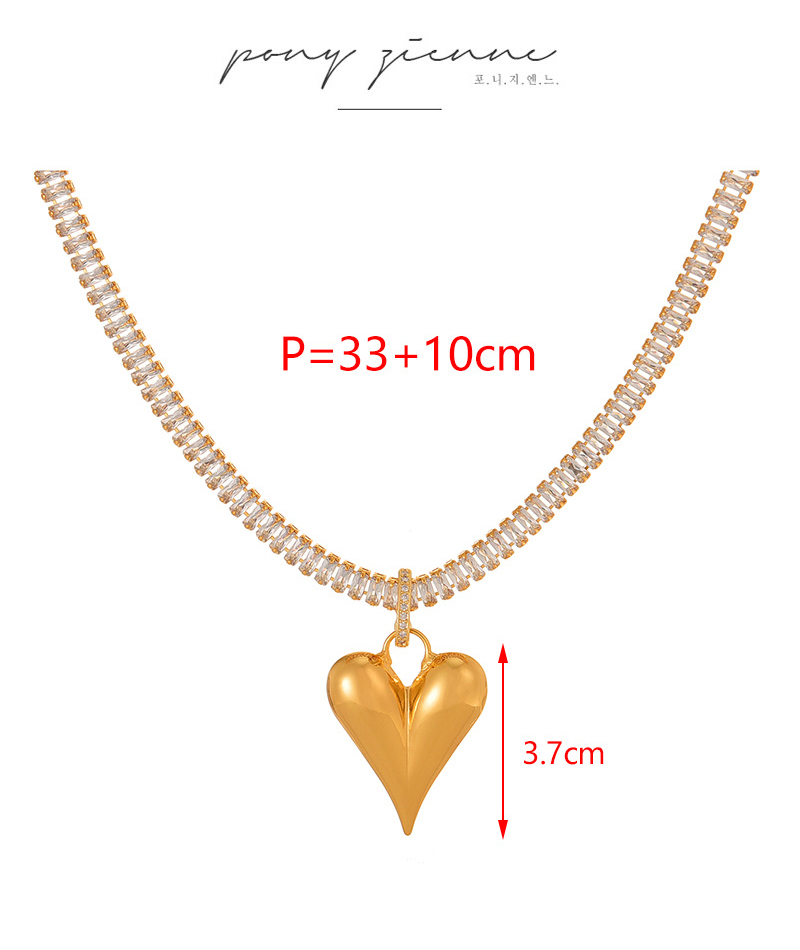 Fashion Silver Copper Inlaid Zircon Love Pendant Necklace (large),Necklaces