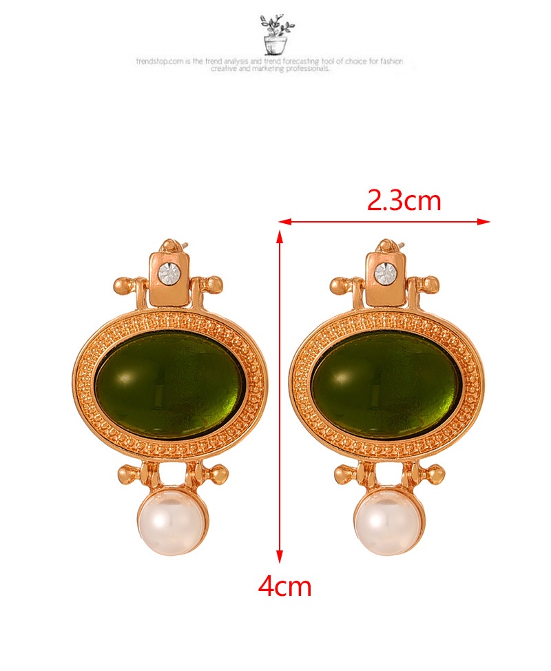 Fashion Green Alloy Resin Geometric Pearl Earrings,Stud Earrings