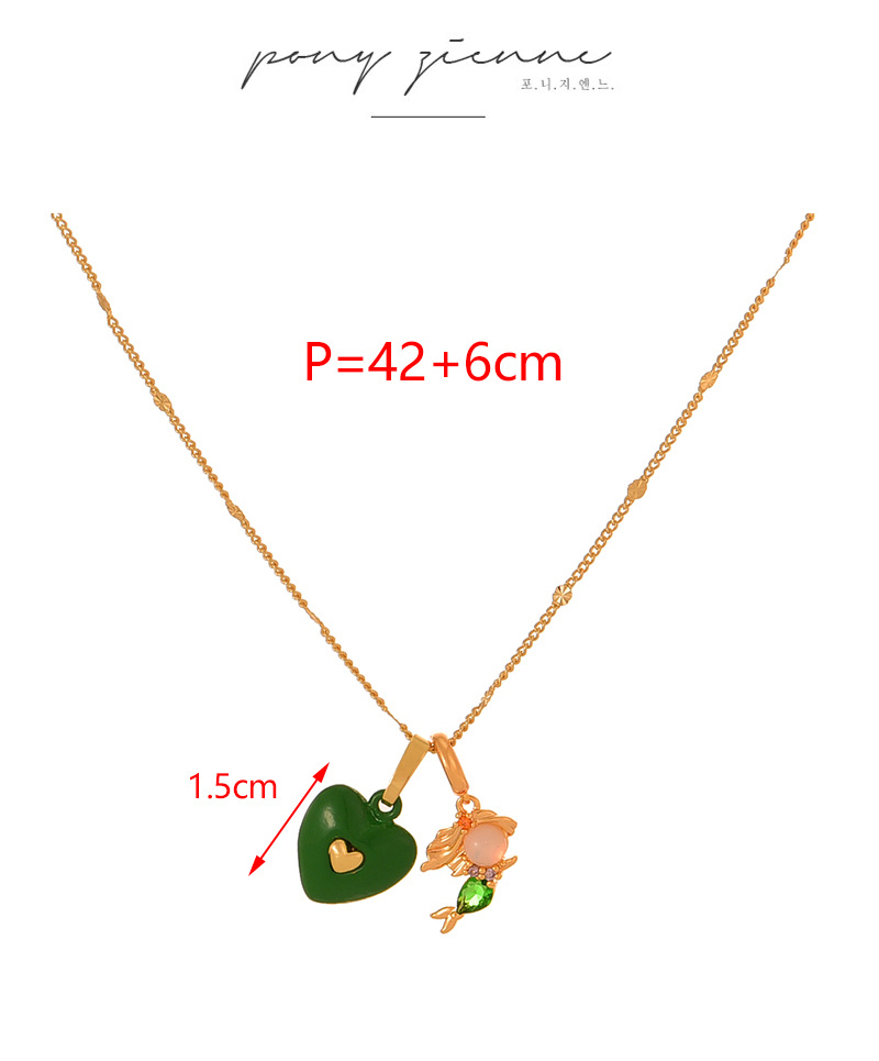 Fashion Golden 2 Copper Inlaid Zircon Princess Oil Drop Love Pendant Necklace,Necklaces