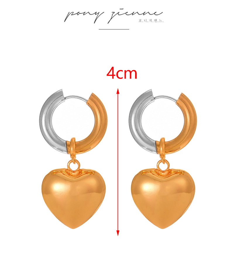 Fashion Gold Titanium Steel Color Matching Heart Earrings,Earrings