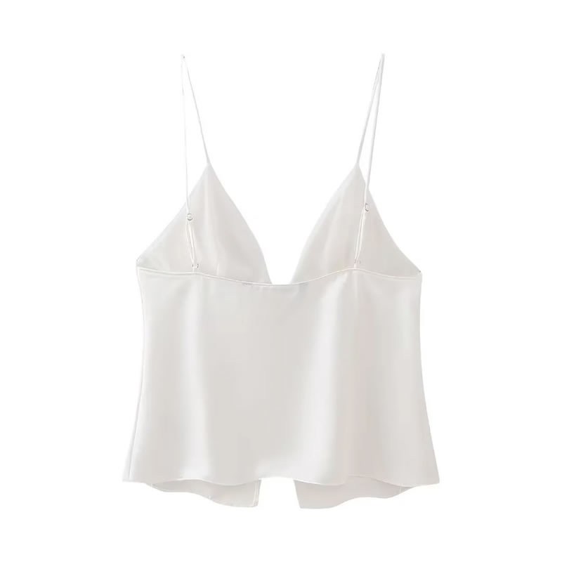 Fashion White Polyester Strappy Halter Top,Tank Tops & Camis