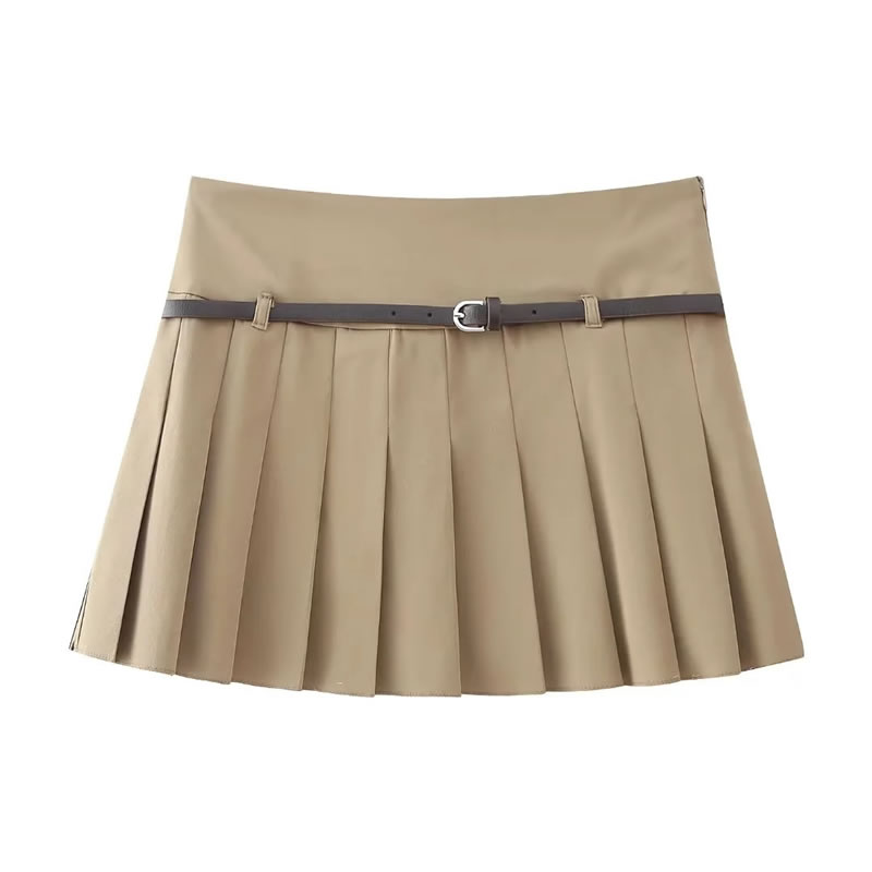 Fashion Brown Polyester Wide Pleated Culottes,Shorts