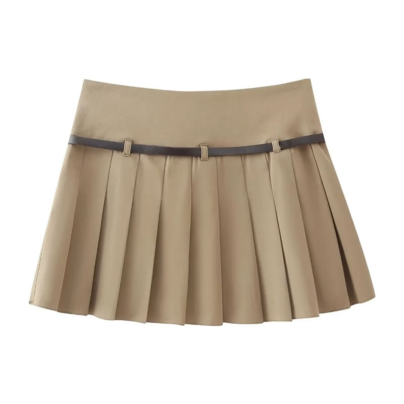 Fashion Brown Polyester Wide Pleated Culottes,Shorts